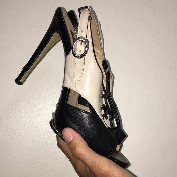 Basconi vintage tuxedo peep toe slingback - Picture 2 of 8